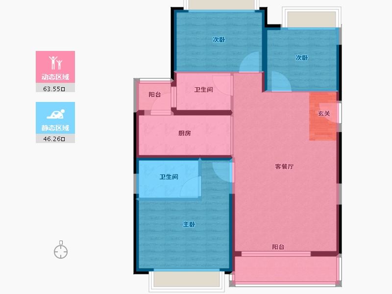 云南省-昆明市-佳兆业壹号公馆-99.35-户型库-动静分区