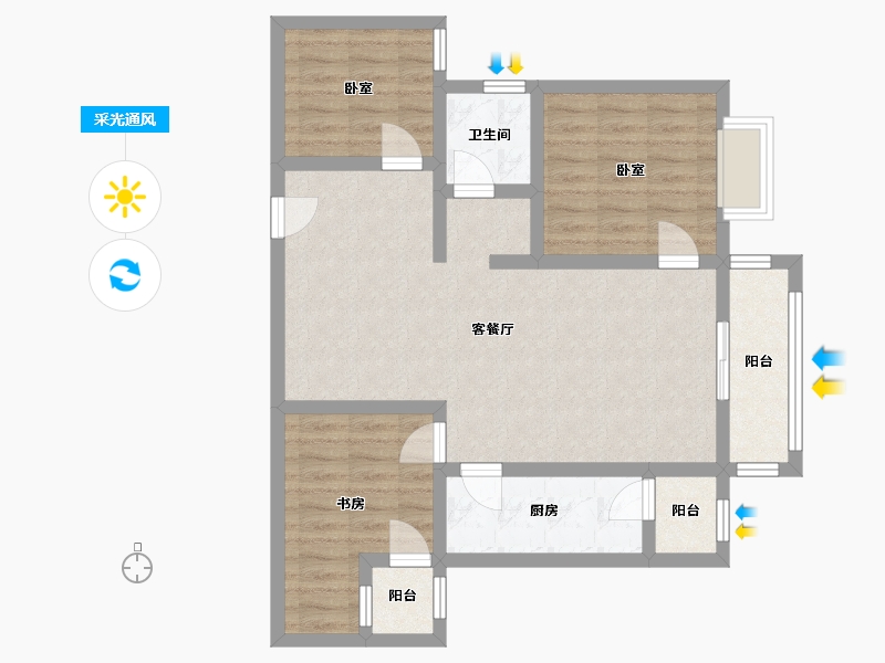 云南省-昆明市-旅泰荷樾-80.84-户型库-采光通风