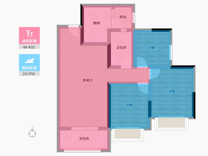 贵州省-遵义市-融创九棠府-67.52-户型库-动静分区