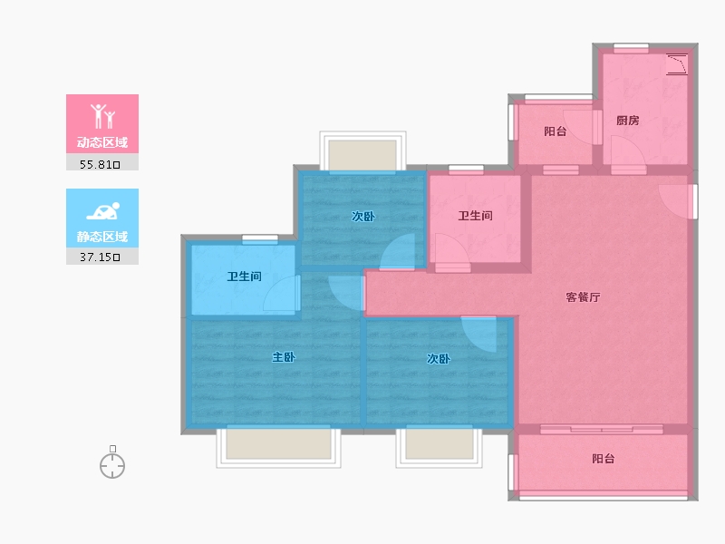 四川省-成都市-昆明恒大国际健康城-82.90-户型库-动静分区