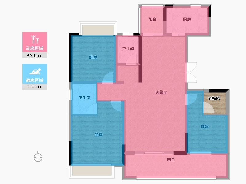 贵州省-遵义市-思达九里风华-102.59-户型库-动静分区