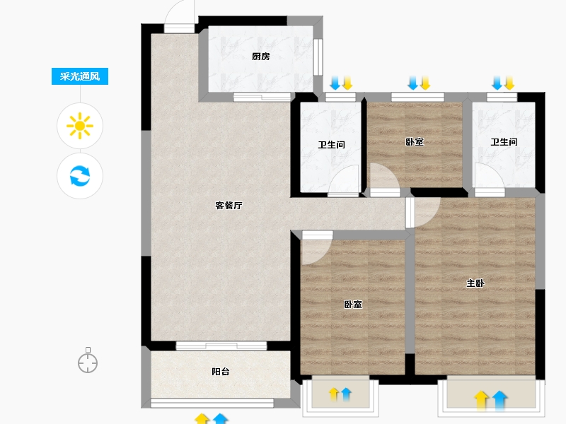 贵州省-遵义市-思达九里风华-77.07-户型库-采光通风