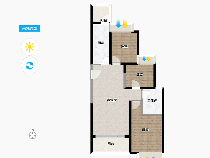 河北省-邯郸市-恒大翡翠御庭-88.00-户型库-采光通风