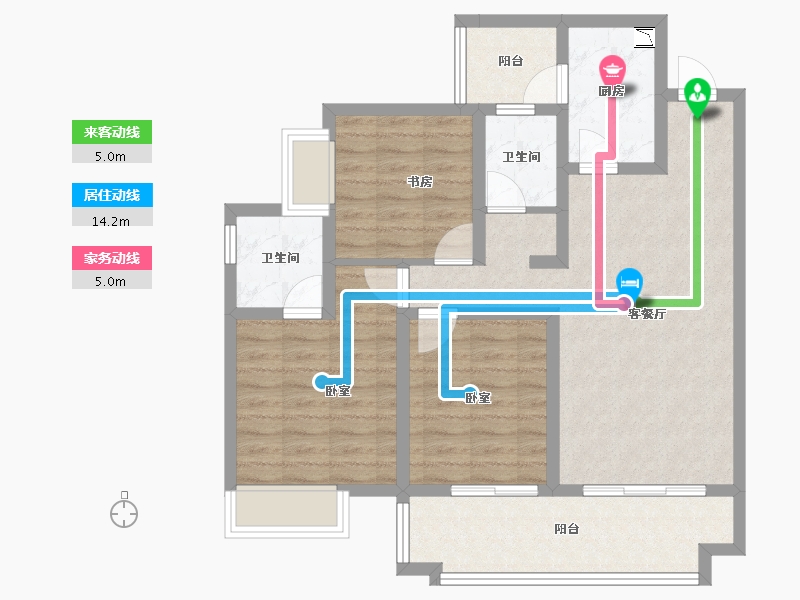 四川省-成都市-东环晓院-83.85-户型库-动静线