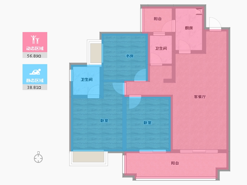 四川省-成都市-东环晓院-83.85-户型库-动静分区