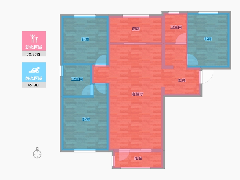 河北省-唐山市-水山蘭园-95.51-户型库-动静分区