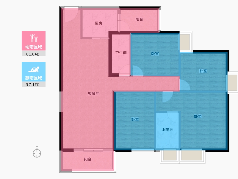 云南省-昆明市-中通世纪峯荟花园-107.17-户型库-动静分区