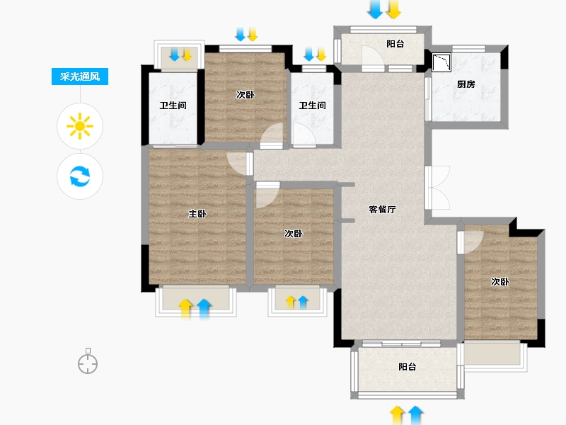 四川省-成都市-电建地产洺悦玺-98.77-户型库-采光通风