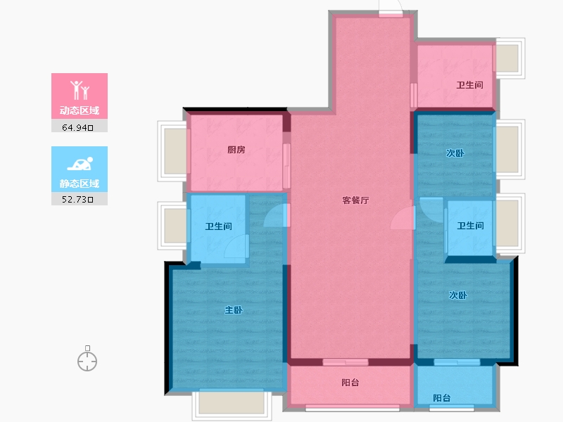 贵州省-贵阳市-云城中心-105.28-户型库-动静分区