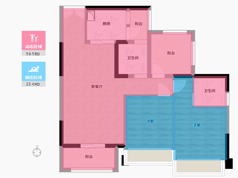 贵州省-贵阳市-云城中心-72.67-户型库-动静分区