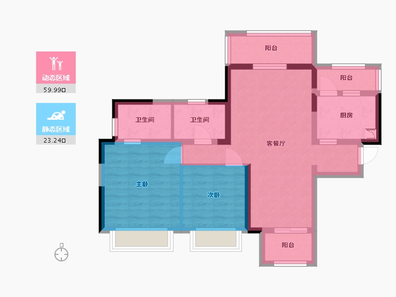 贵州省-贵阳市-云城中心-72.82-户型库-动静分区