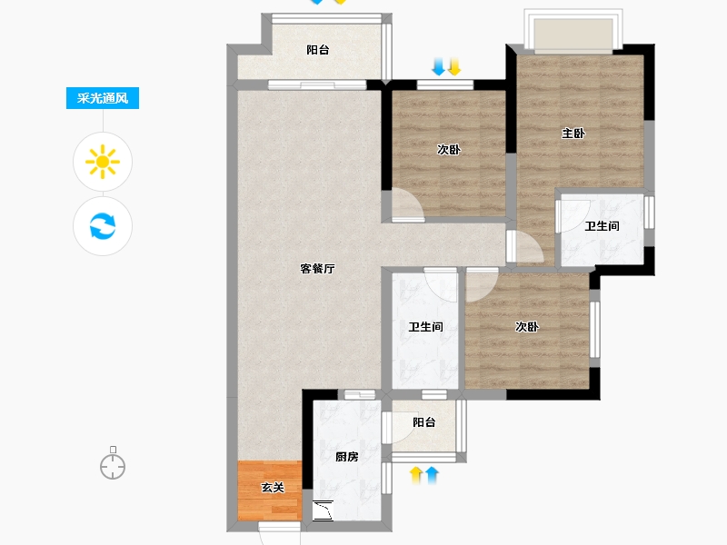 四川省-成都市-天府孔雀城-82.14-户型库-采光通风