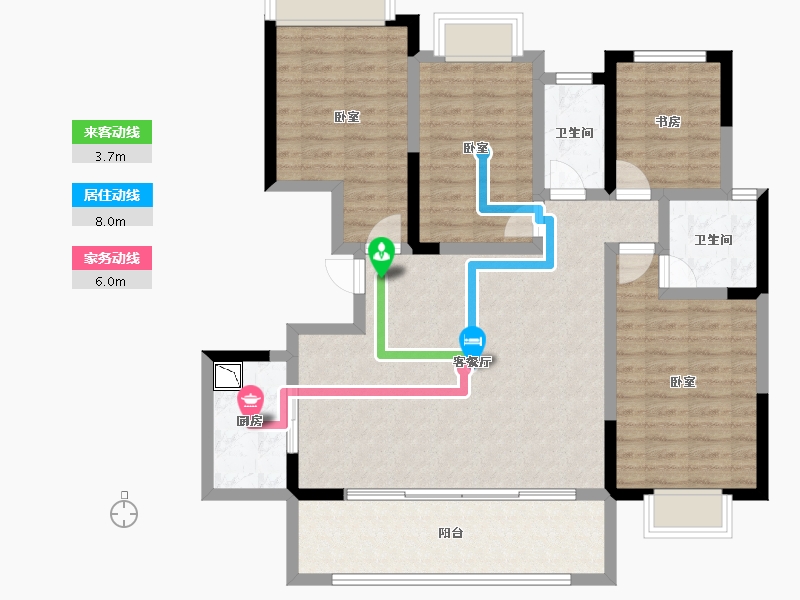 四川省-成都市-兴城人居云山府-105.68-户型库-动静线