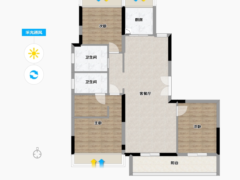 贵州省-贵阳市-天一观山阅-95.92-户型库-采光通风