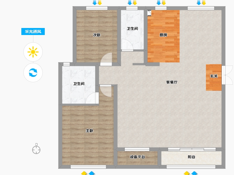 河北省-邢台市-永康瑞府-107.99-户型库-采光通风