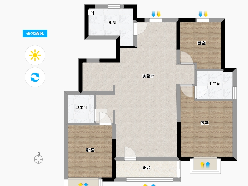 河北省-张家口市-京北橡树湾-88.54-户型库-采光通风