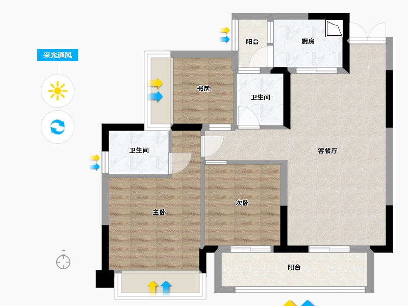 贵州省-贵阳市-云城中心-77.41-户型库-采光通风