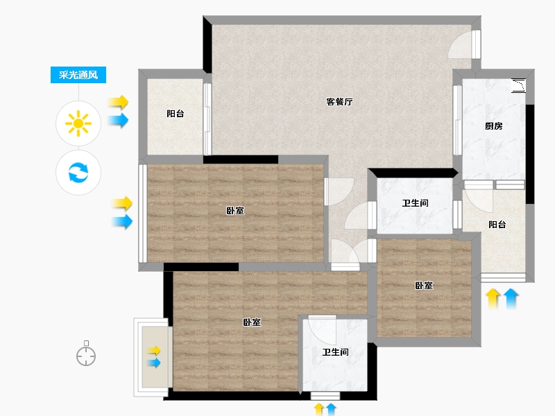 四川省-成都市-百悦城国际社区-85.76-户型库-采光通风