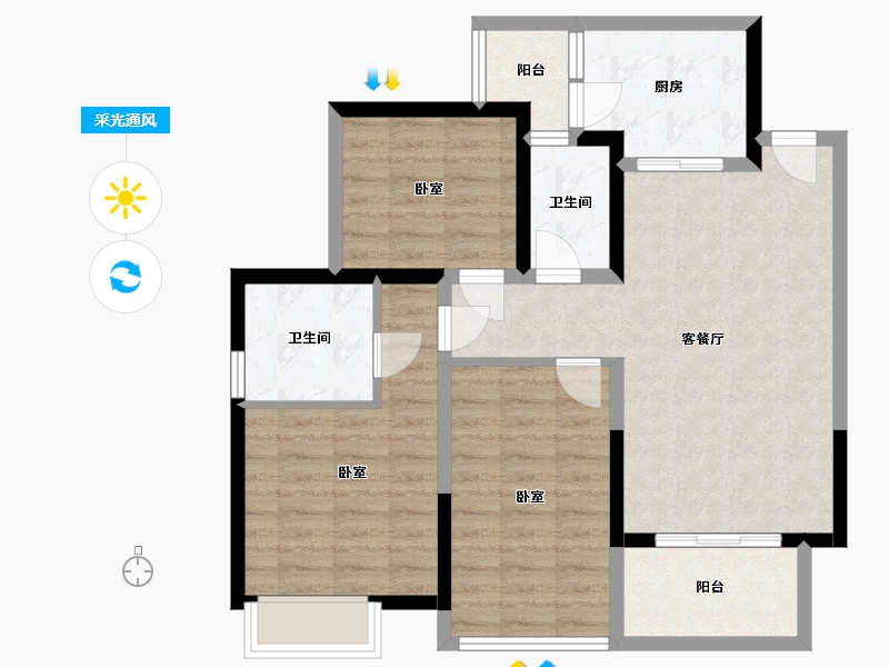 四川省-成都市-百悦城国际社区-84.47-户型库-采光通风