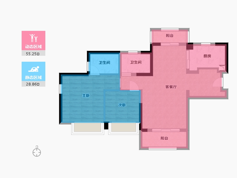 贵州省-贵阳市-云城中心-74.25-户型库-动静分区