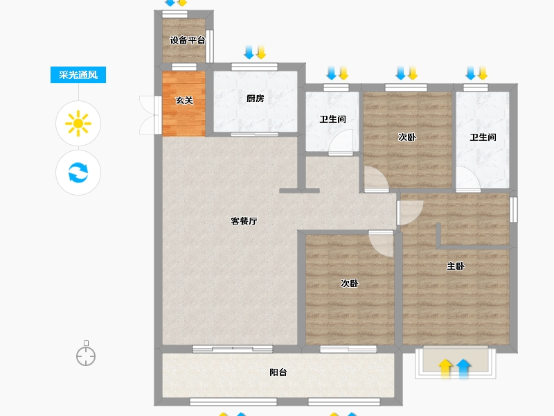 河北省-邢台市-天一上城-104.00-户型库-采光通风