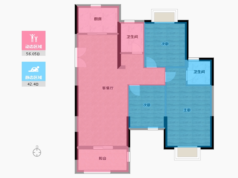 湖北省-恩施土家族苗族自治州-金麟府-89.07-户型库-动静分区