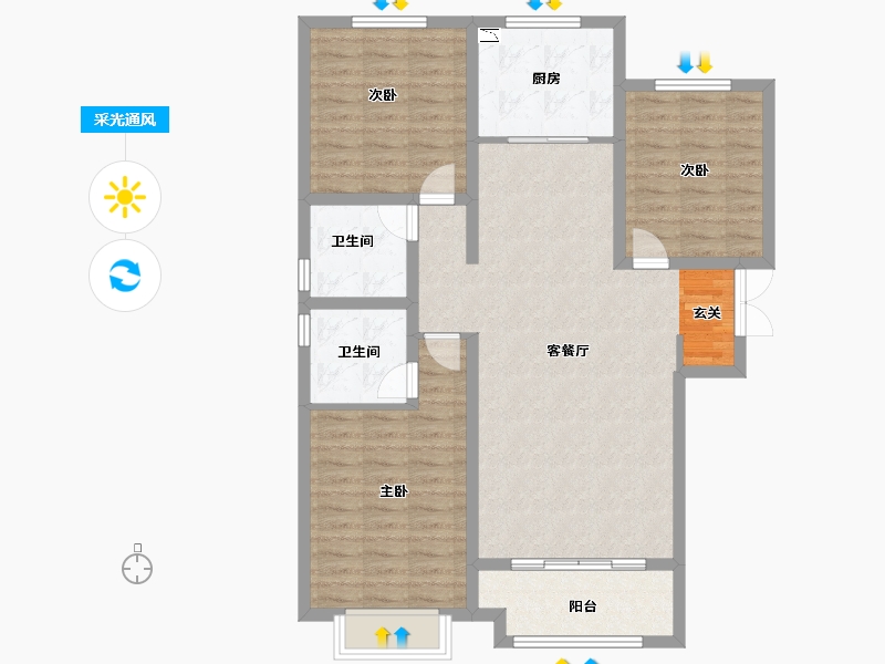 河北省-邢台市-永康瑞府-100.00-户型库-采光通风