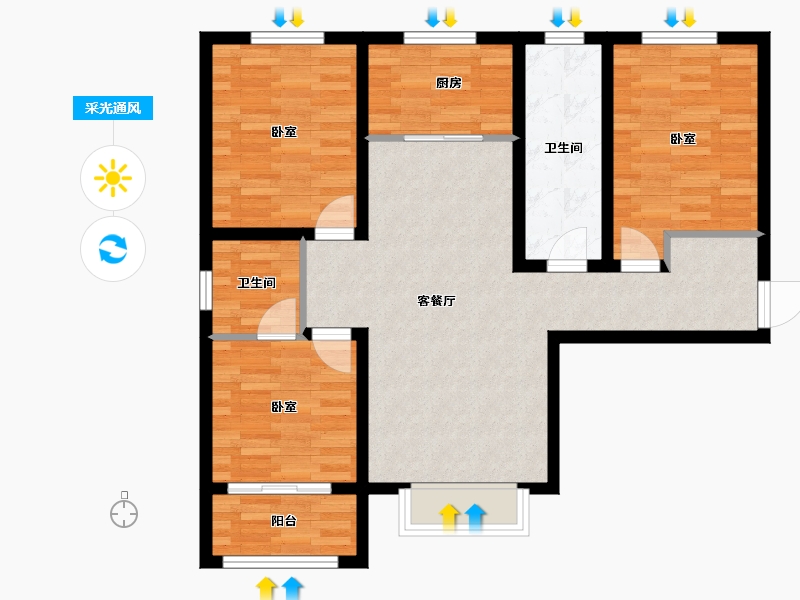 河北省-保定市-仁和鑫丰-85.52-户型库-采光通风