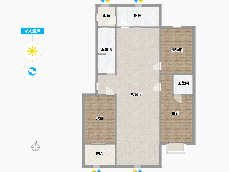 山东省-济南市-龙腾国际花园-138.33-户型库-采光通风