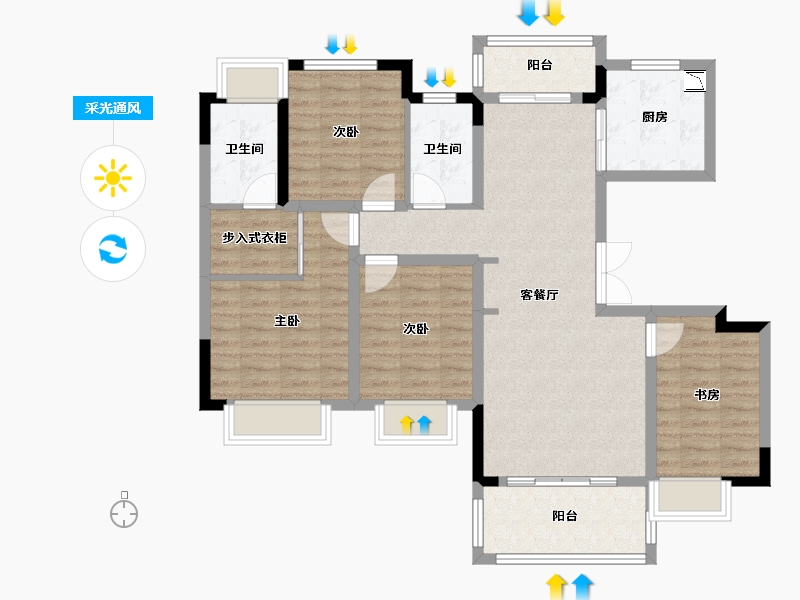 四川省-成都市-电建地产洺悦玺-99.92-户型库-采光通风