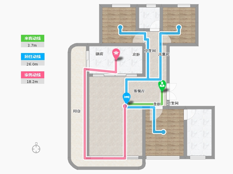 河北省-石家庄市-润江壹號-104.75-户型库-动静线