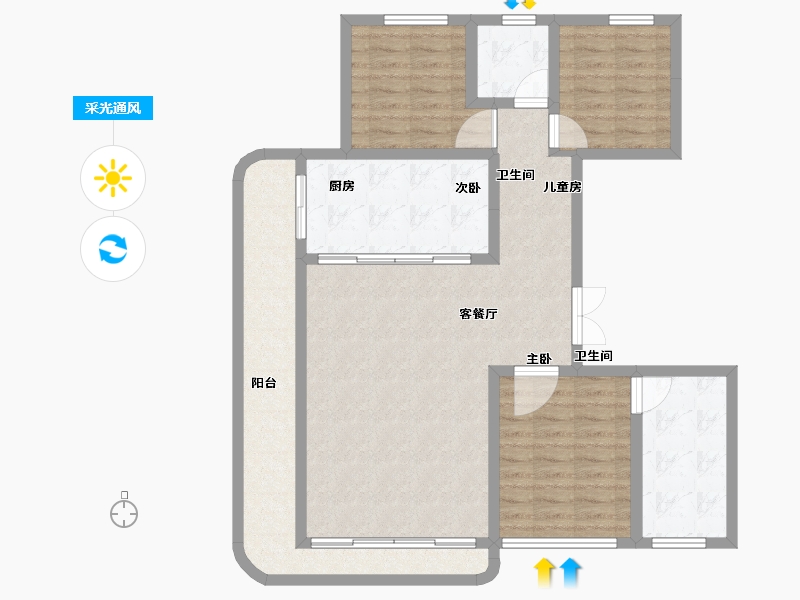 河北省-石家庄市-润江壹號-104.75-户型库-采光通风