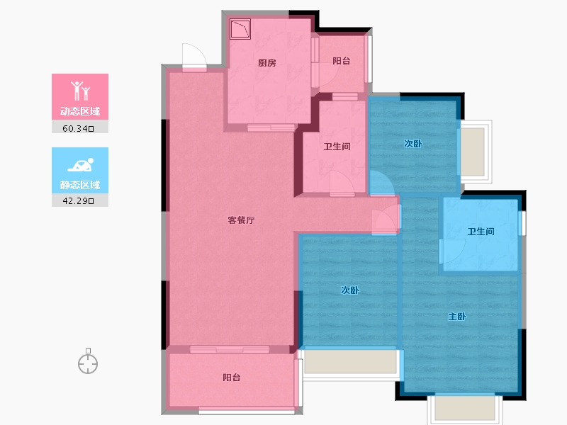 贵州省-贵阳市-贵阳恒大悦府-91.80-户型库-动静分区