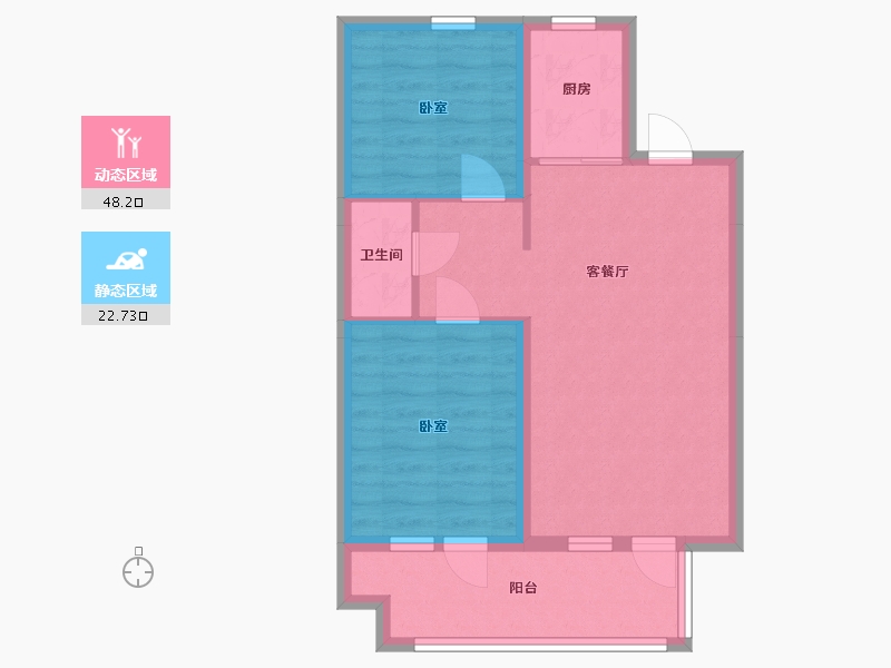 河北省-张家口市-下花园阿尔卡迪亚-63.39-户型库-动静分区