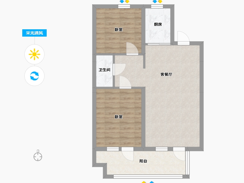 河北省-张家口市-下花园阿尔卡迪亚-63.39-户型库-采光通风