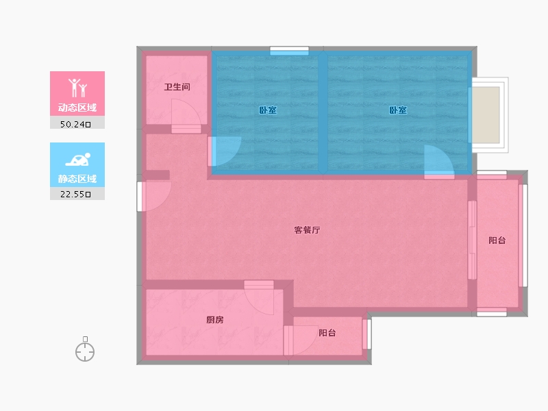 云南省-昆明市-旅泰荷樾-63.88-户型库-动静分区