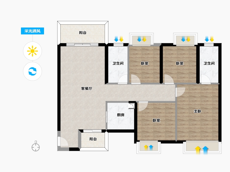 四川省-成都市-华润置地理想之城-101.20-户型库-采光通风