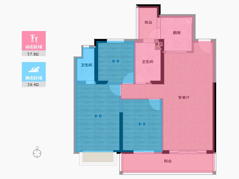 云南省-昆明市-海伦堡晋云府-86.77-户型库-动静分区