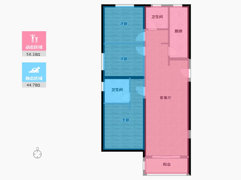 陕西省-西安市-富力开远城-90.70-户型库-动静分区