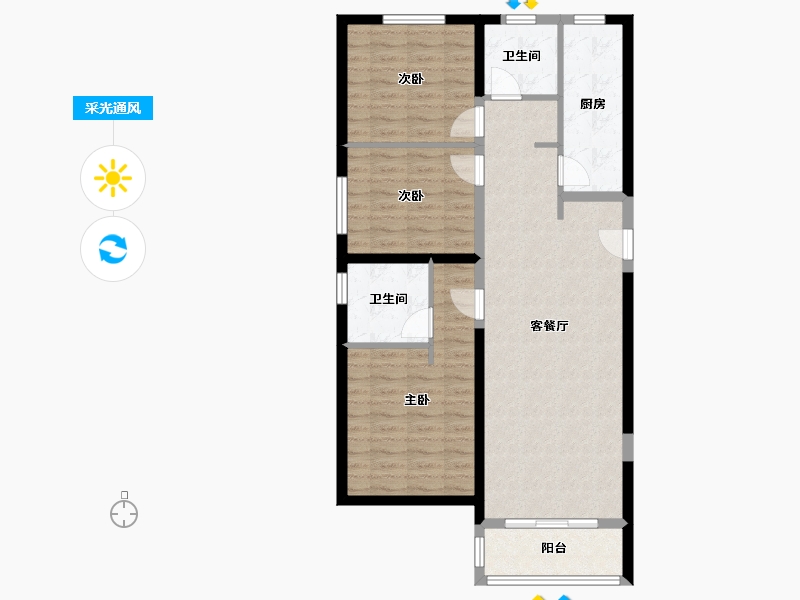 陕西省-西安市-富力开远城-90.70-户型库-采光通风