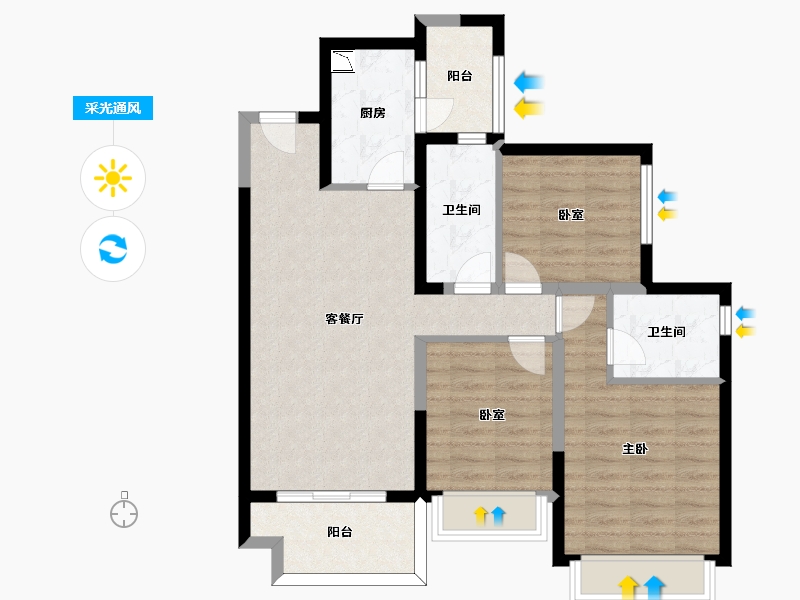 四川省-成都市-华润置地理想之城-83.66-户型库-采光通风