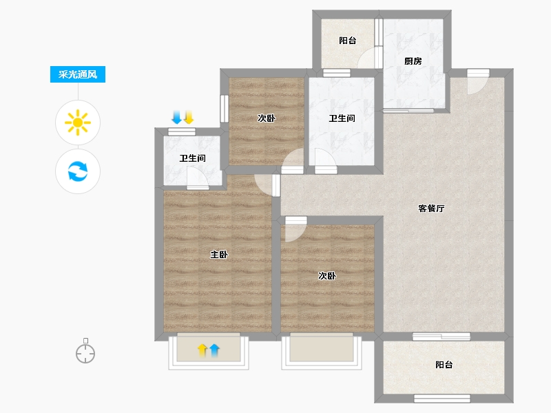 贵州省-遵义市-融创九棠府-78.48-户型库-采光通风