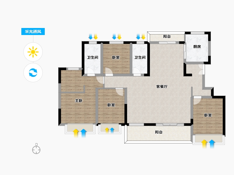 四川省-成都市-华润置地理想之城-130.91-户型库-采光通风