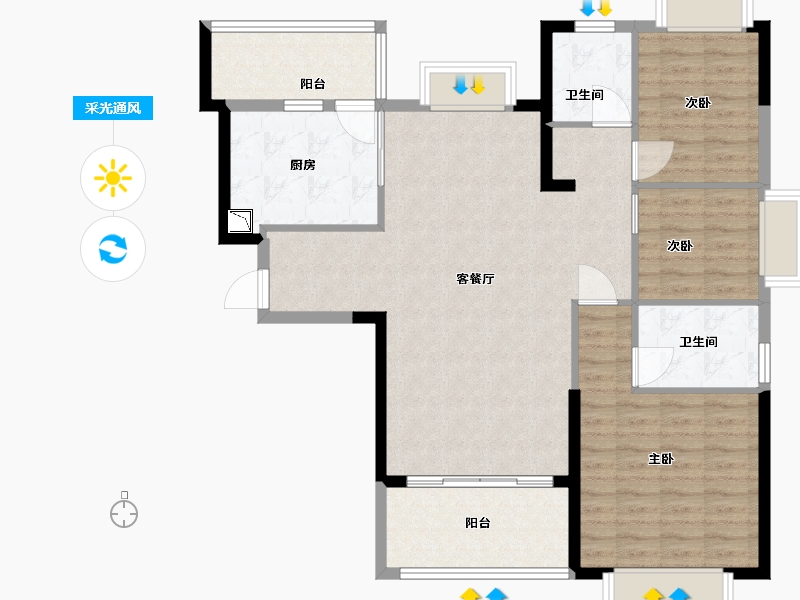 贵州省-贵阳市-贵阳恒大悦府-106.90-户型库-采光通风