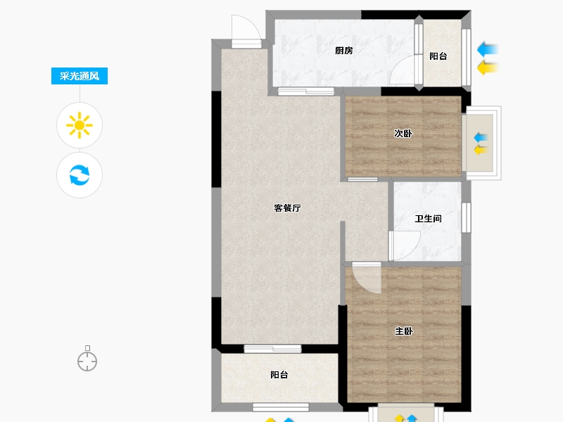 贵州省-贵阳市-贵阳恒大悦府-65.40-户型库-采光通风