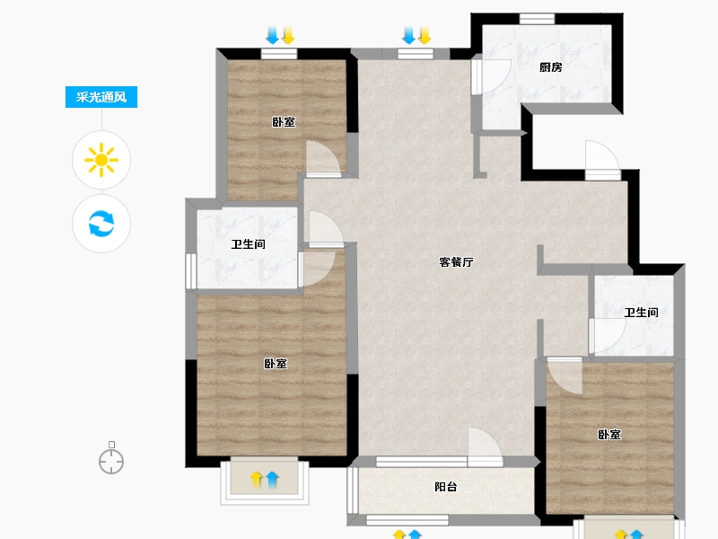 河北省-张家口市-京北橡树湾-89.04-户型库-采光通风