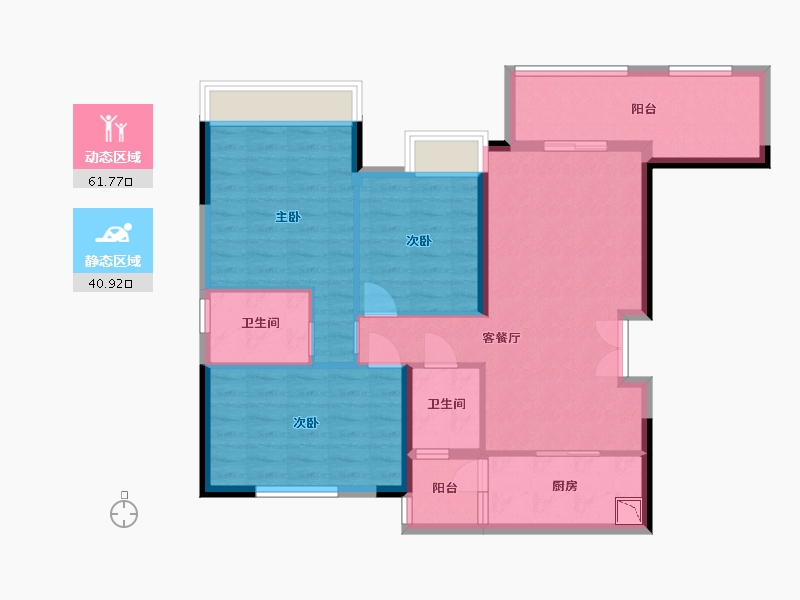 贵州省-贵阳市-云城中心-91.69-户型库-动静分区