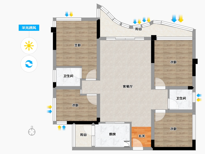 四川省-成都市-天府云城C区-90.30-户型库-采光通风