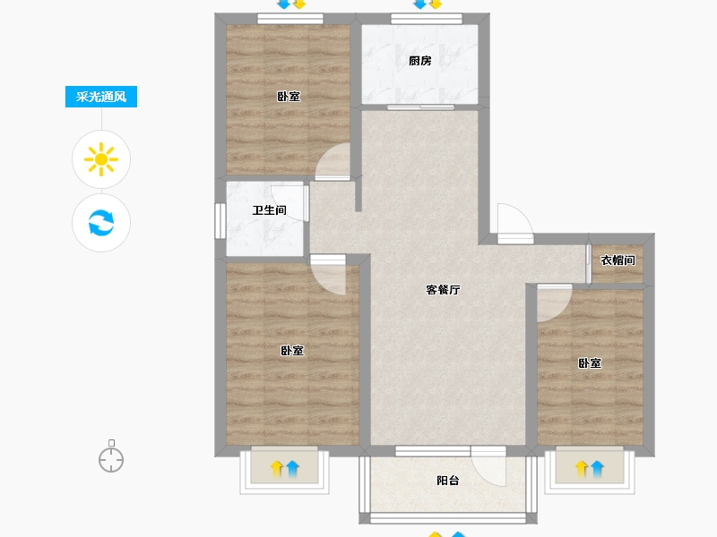 河北省-唐山市-碧桂园凤凰首府-69.77-户型库-采光通风