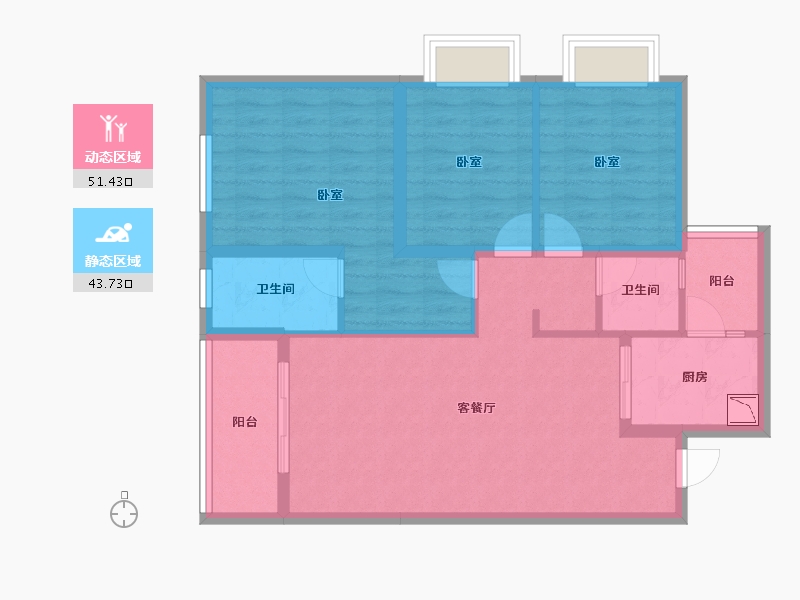 四川省-成都市-金地商置弘阳梵锦108-84.69-户型库-动静分区